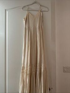 Cream Lace Trim Maxi Dress
