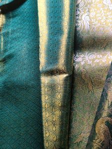 parrots and peacock theme Green &amp;blue saree