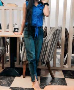 Blue Gingham Button-Up Shirt