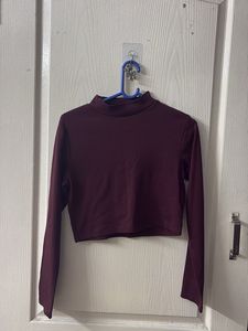 Maroon Mock Neck Crop Top