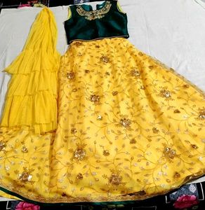Yellow Embroidered Lehenga Choli Set