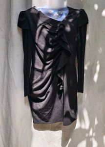 46910. Elegant Black Ruffle Dress