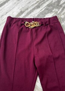 Stylish Bell Bottom Pants with Gold Chain Detail