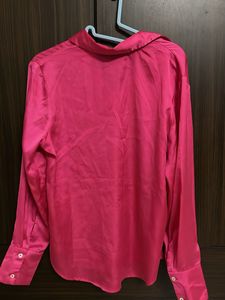 Satin Pink Button-Up Shirt
