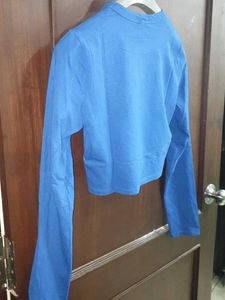 Blue Long Sleeve Cropped Top no 59