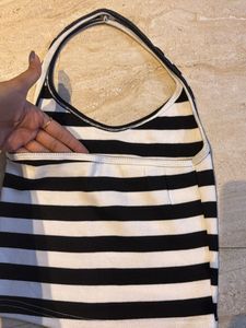 Black &amp; White Striped Halter Top