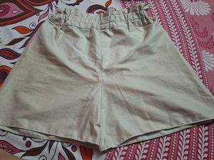 Beige High-Waisted Shorts
