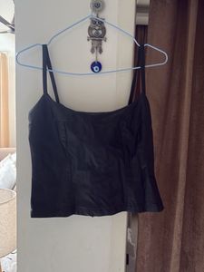 Sleek Black leather  Camisole Top
