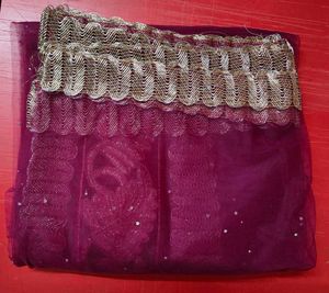 Maroon Designer Chunni Dupatta with Golden Lace &