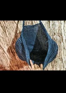 Blue Woven Tote Bag