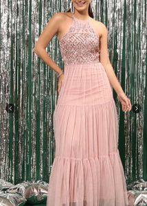 Elegant Sequin Halter Neck Gown
