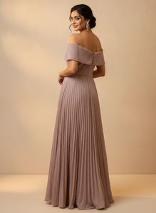 Elegant Off-Shoulder partywear maxi Gown