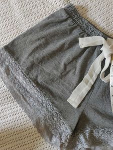Cozy Striped Pajama Shorts with Lace Trim