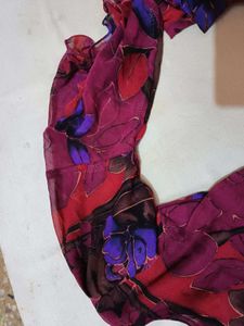 Floral Print Chiffon Anarkali With Dupatta