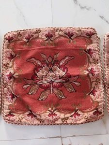 Set of 4 Embroidered Square Cushion Covers