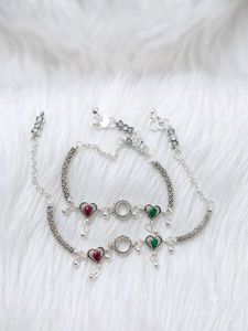 Stunning Pair of Heart Anklets