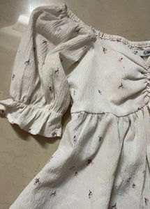 Floral White Babydoll Top