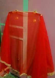 2 Red Colored Mata Chunri/Dupatta/Stall