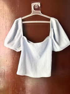 Light Blue Puff Sleeve Top