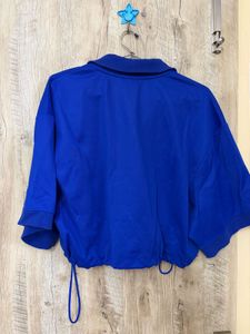 Adidas Blue Cropped Polo Shirt