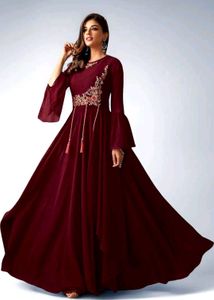 Embroidered Maroon gown