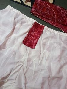 bandhani print White &amp; Red Printed Lehenga sets