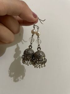Elegant Jhumka Earrings with Pearls