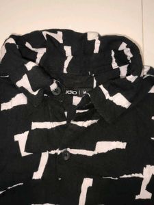 Abstract Print Short Sleeve Black Casual Shirt