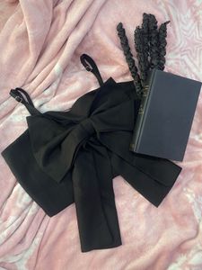 Elegant Black Bow Crop Top