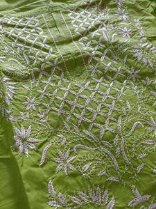 Bright Green Kurta with White Pants