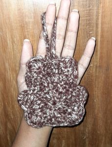 Crochet Small Teddy Bear Pouch [Brown - White]