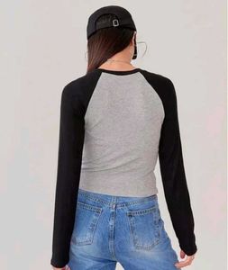 Grey &amp; Black Raglan Long Sleeve Top
