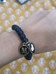 💟Ⓜ️Initial Chic Black Beaded Bracelet with Charms