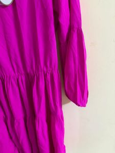 Vibrant Pink Tiered Mini Dress