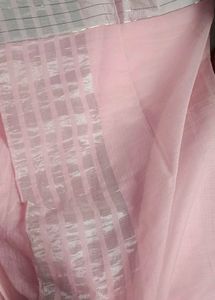 Baby Pink Saree with Silver Border