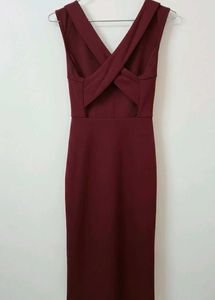 Burgundy Bodycon Midi Dress