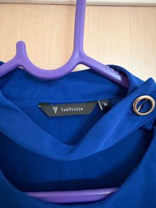 Elegant Royal Blue Mock Neck Top