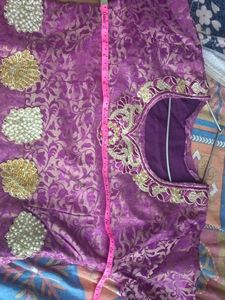 Beautiful Purple Embroidered Ethnic Gown