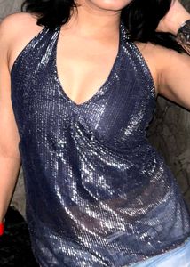 y2k Sparkly Halter Neck Top