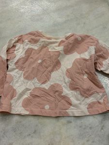 Zara "LOVE" Floral Print Long Sleeve Top