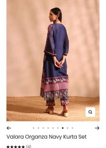 shopMulMul's Navy Blue Floral Kurta , no dupatta