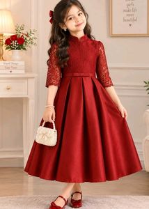 Elegant Red Lace Top Dress