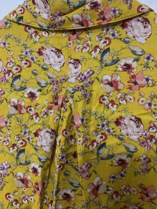Yellow Floral Print Button-Up Shirt