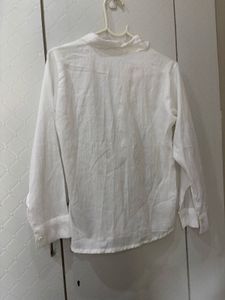 White Textured Button-Up Shirt
