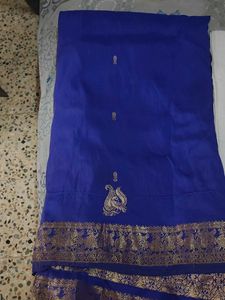 Elegant Royal Blue Saree with Gold Border