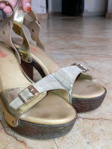 Golden Platform Heels