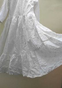 White Broderie Anglaise Midi Dress