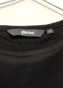 Black Cropped Top with Tie Shoulders