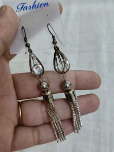 Silver Tassel Dangle Earrings