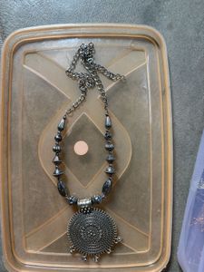 Boho Oxidised Silver Necklace